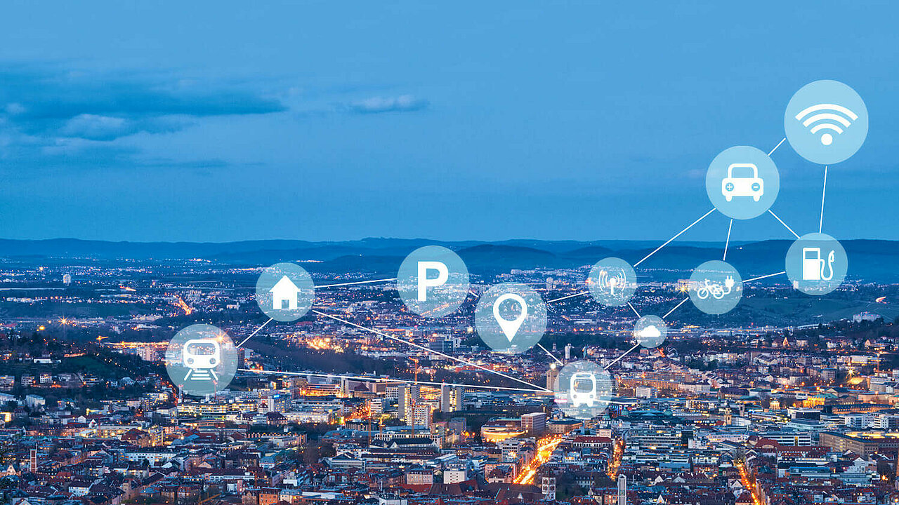 Stuttgart am Abend / Piktogramme 