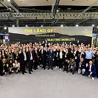 Gruppenfoto von den Ausstellenden des Baden-Württemberg Pavillons auf der Hannover Messe.