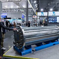 Der baden-württembergische Gemeinschaftsstand auf der Hannover Messe 2026. Aussteller präsentieren ihre Produkte.