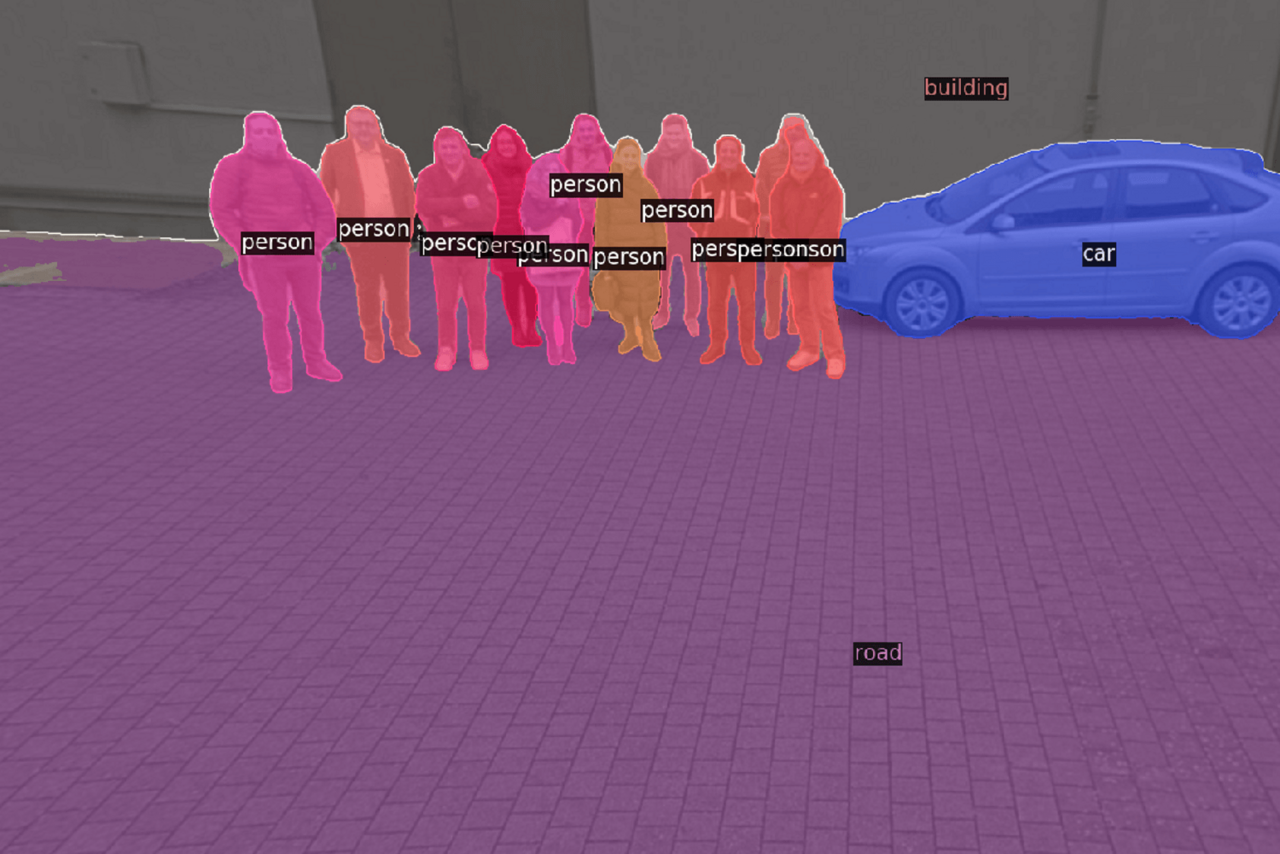 A group of people and a care get recognized by the TAF-BW test area.