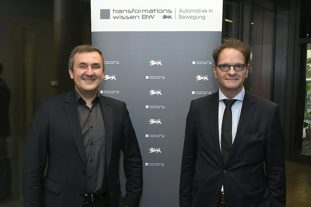 Dr. Wolfgang Fischer, e-mobil BW und Michael Kleiner, Ministerium für Wirtschaft, Arbeit und Tourismus Baden-Württemberg