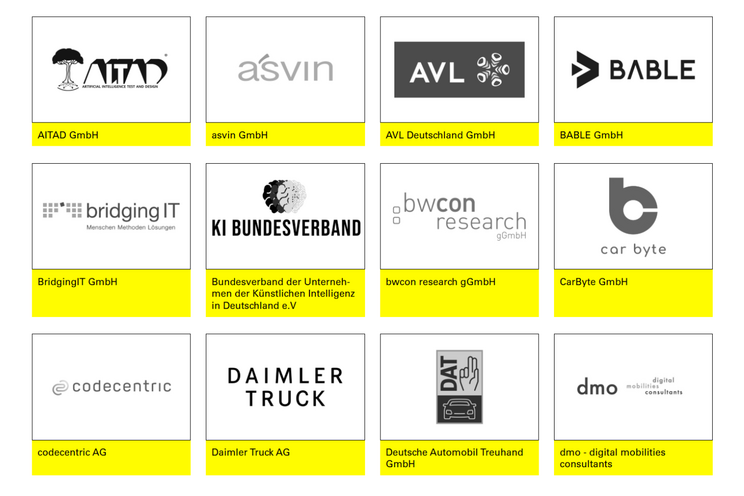 Auf dem Bild ist eine Übersicht der Partner des Netzwerk Intelligent Move zu sehen, unter anderem Das Ministerium für Verkehr, die KIT und Nokia.  