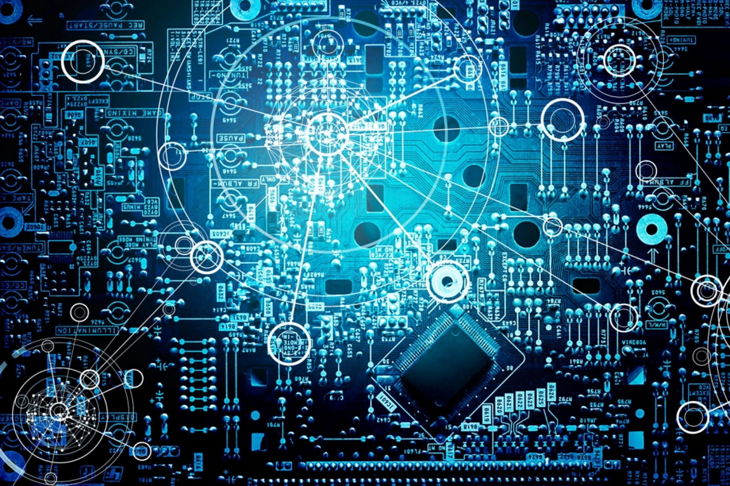 Elektronische Rennstrecke mit Netzwerk-Hintergrund