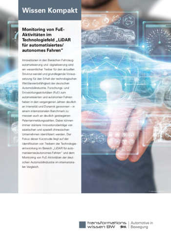 Wissen Kompakt: Monitoring von FuE-Aktivitäten im Technologiefeld LiDAR für automatisiertes Fahren