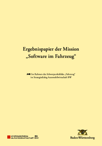 Ergebnispapier der Mission &quot;Software im Fahrzeug&quot;