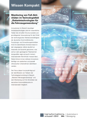 Wissen Kompakt: Monitoring von FuE-Aktivitäten im Technologiefeld "Batterietechnologien für die Fahrzeuganwendung"